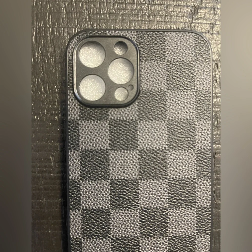 iPhone 12 pro max Checkered Black and Gray Phone Case. NWOT